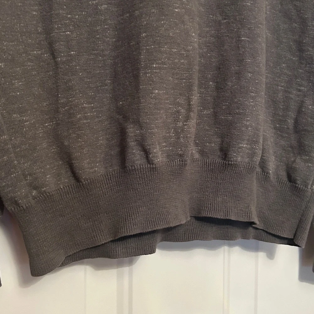 J. Crew Men's V-Neck Cotton Sweater L Marled Gray Preppy Career Casual Golf